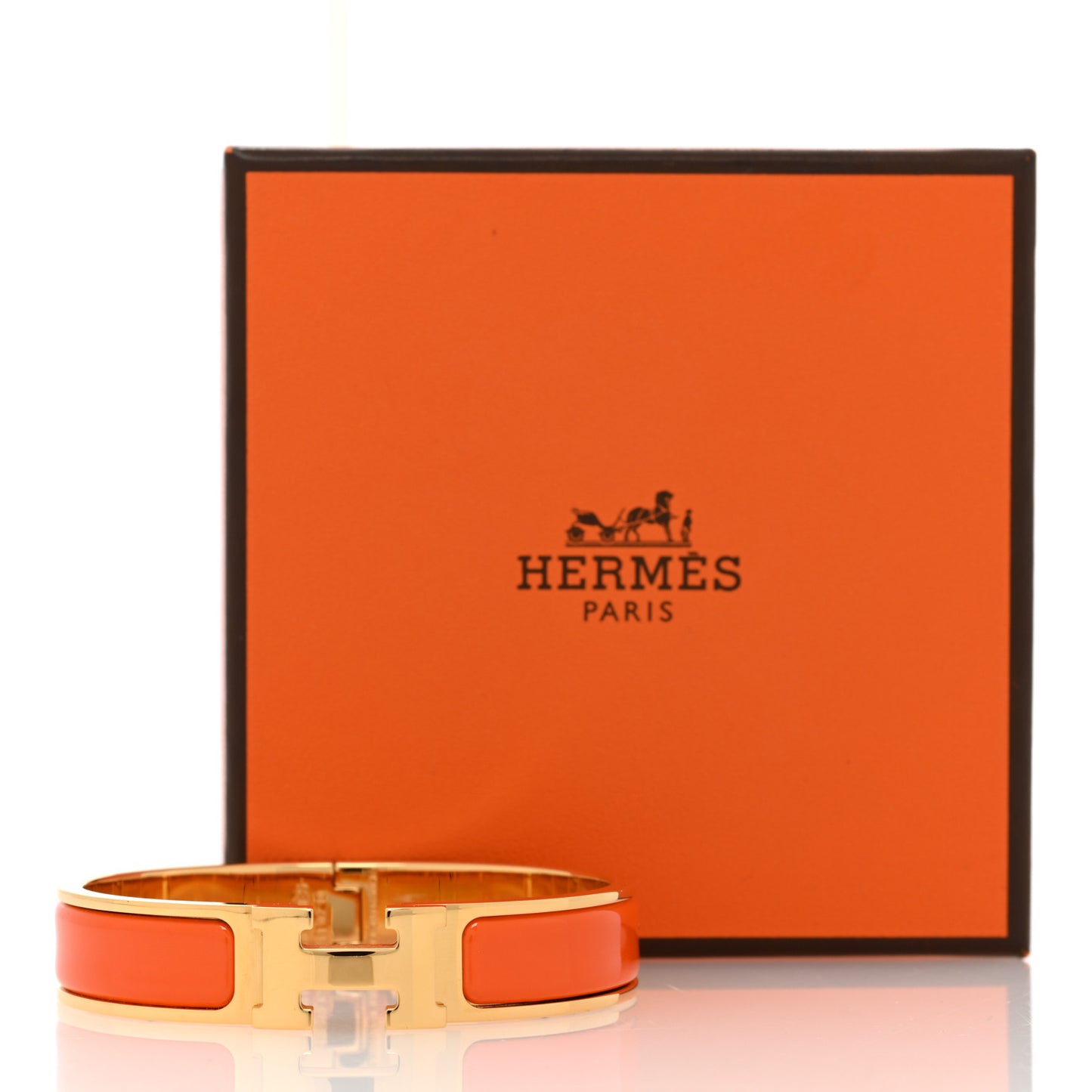 Enamel Narrow Clic Clac H Bracelet PM Orange