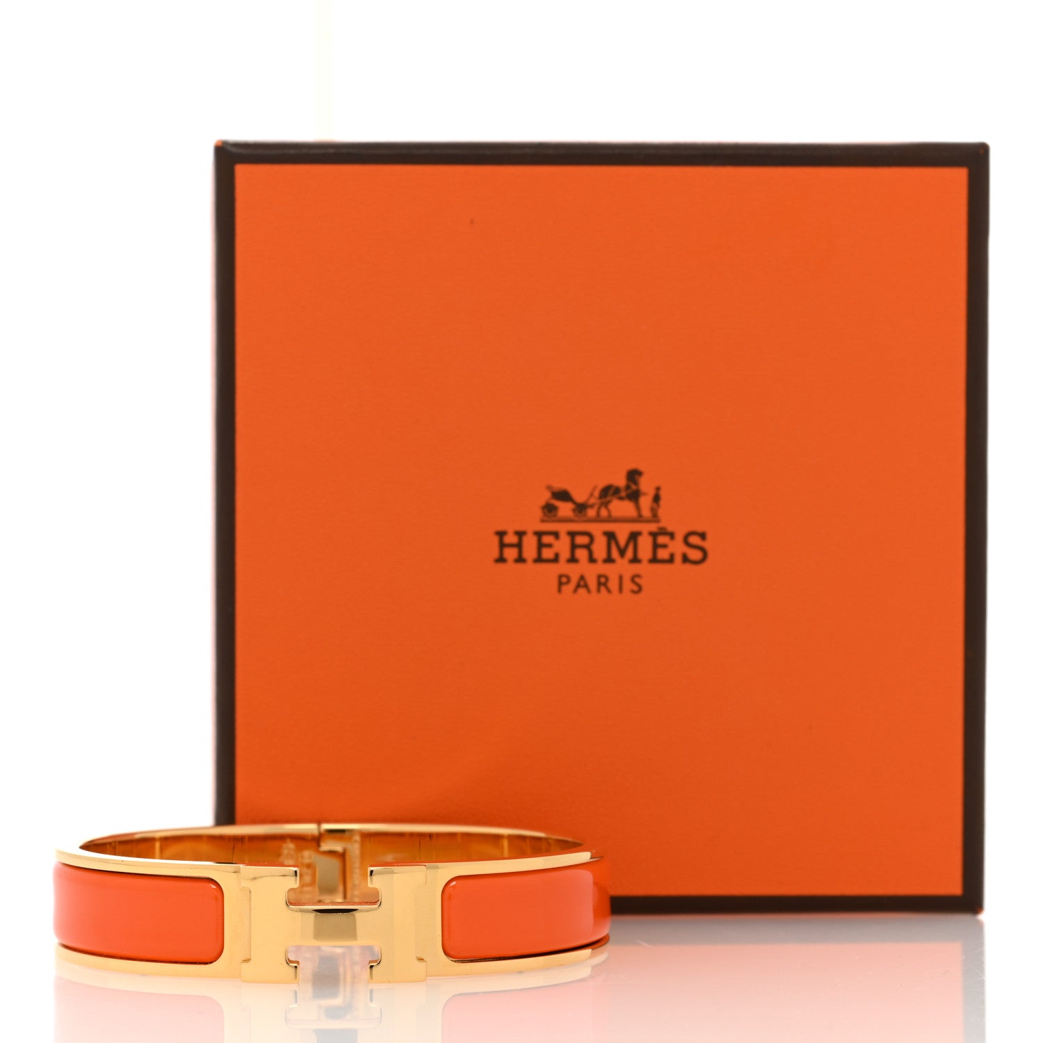 Hermes Enamel Narrow Clic Clac H Bracelet PM Orange 5 of 5