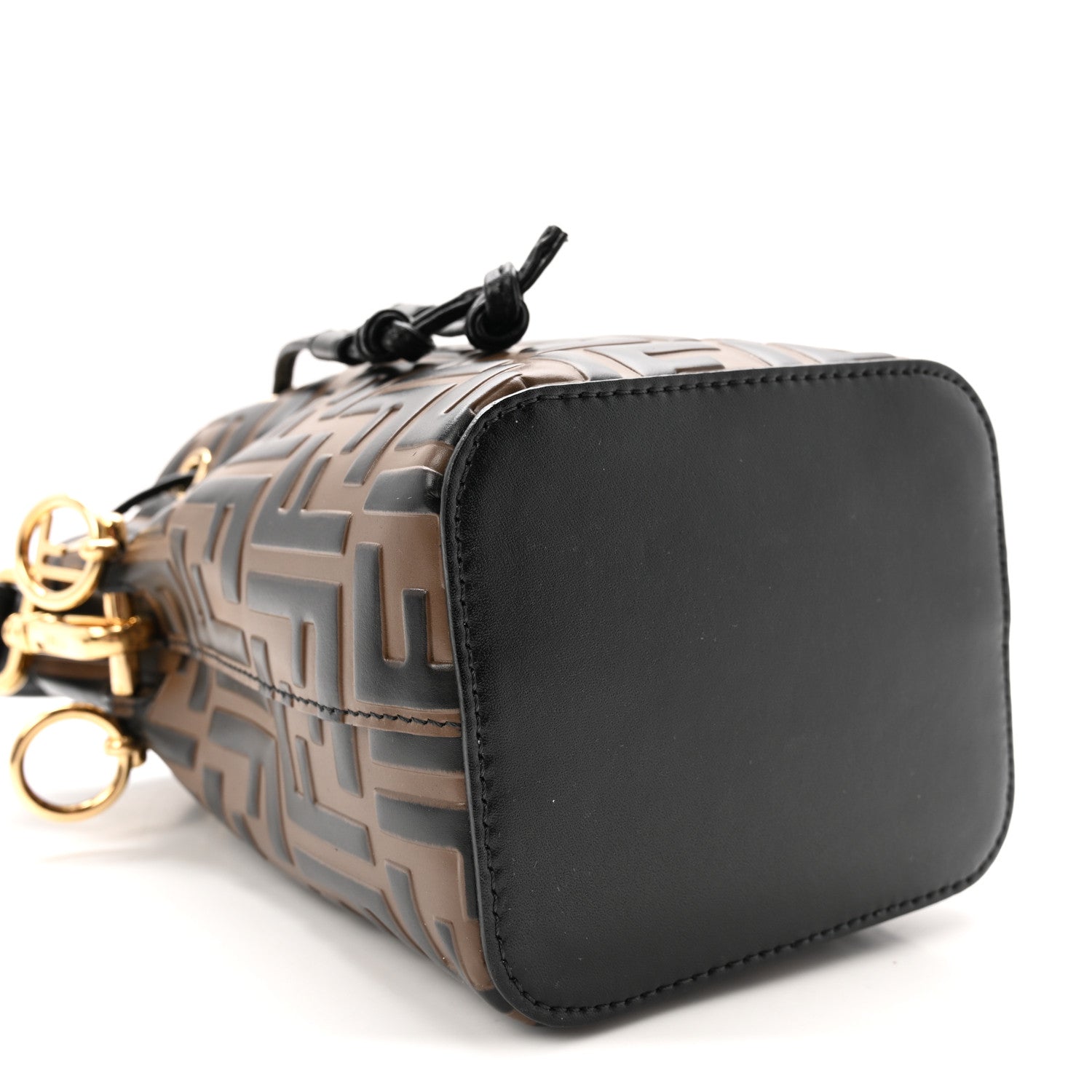 Fendi Vitello Liberty F is Fendi Bi-Color FF 1974 Embossed Mini Mon Tresor Bucket Bag Maya Black 9 of 10