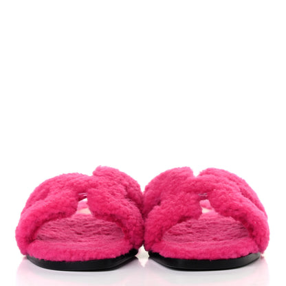 Hermes Woolskin Oran Sandals 36.5 Rose Fuchsia 2 of 4