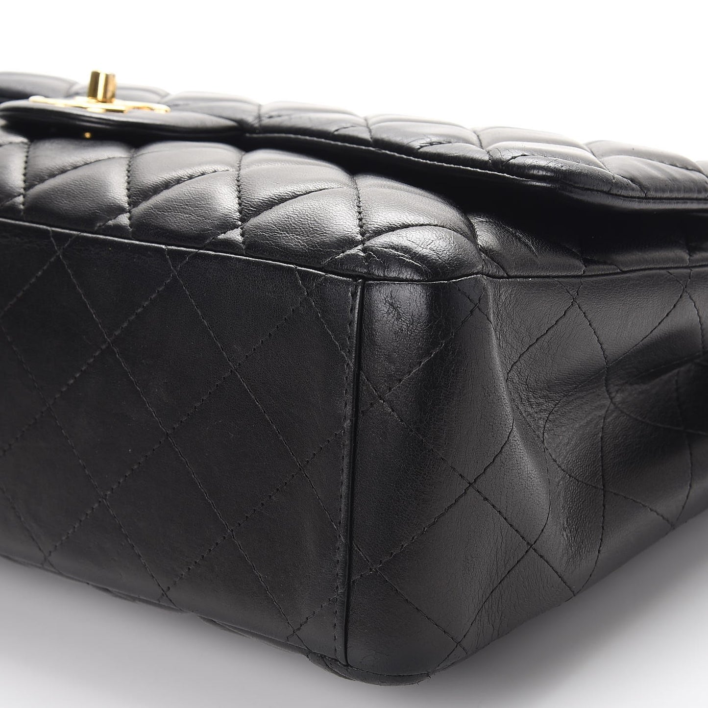 Lambskin Quilted Maxi Double Flap Black