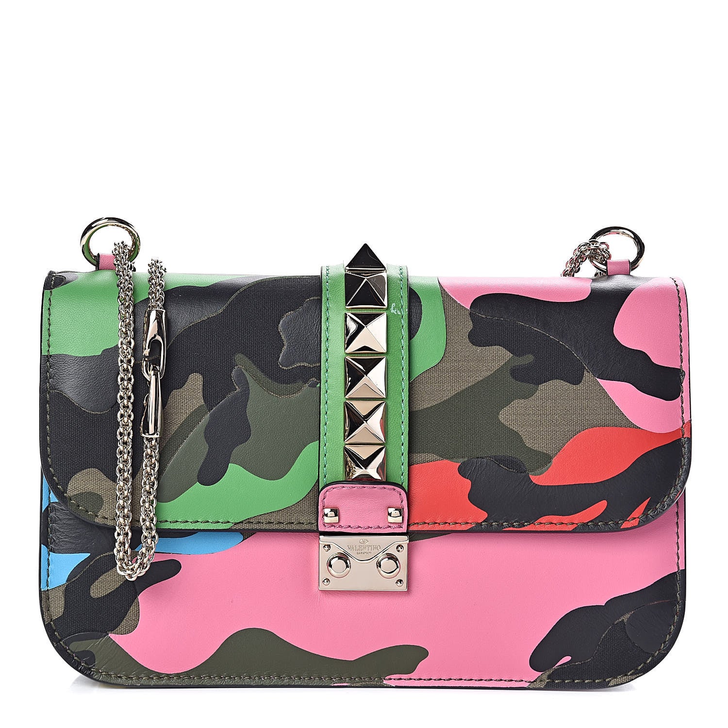 Valentino Garavani Nappa Canvas Camouflage Medium Glam Lock Rockstud Flap Multicolor 1 of 14