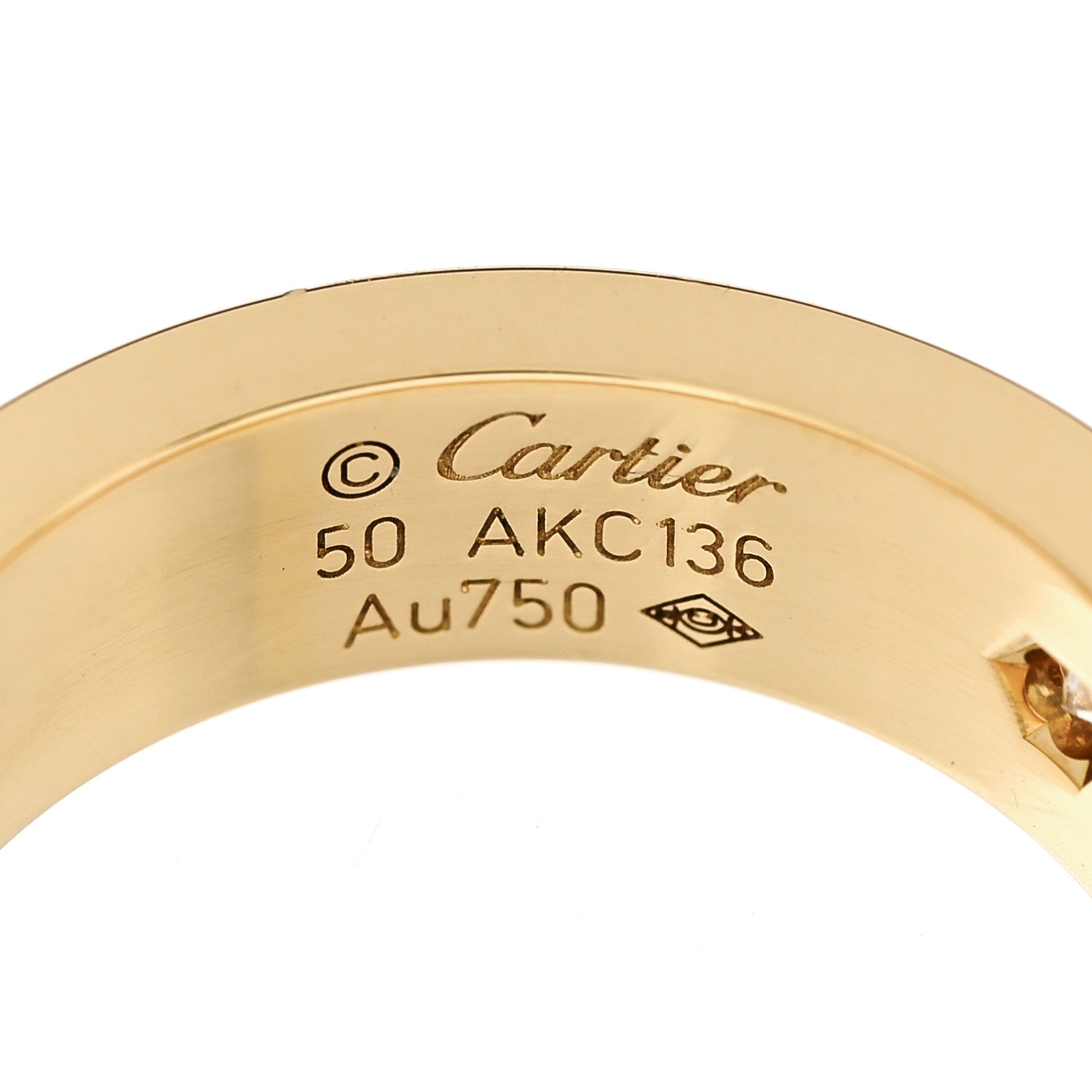Cartier 18K Yellow Gold 3 Diamond 5.5mm LOVE Ring 50 5.25 4 of 4