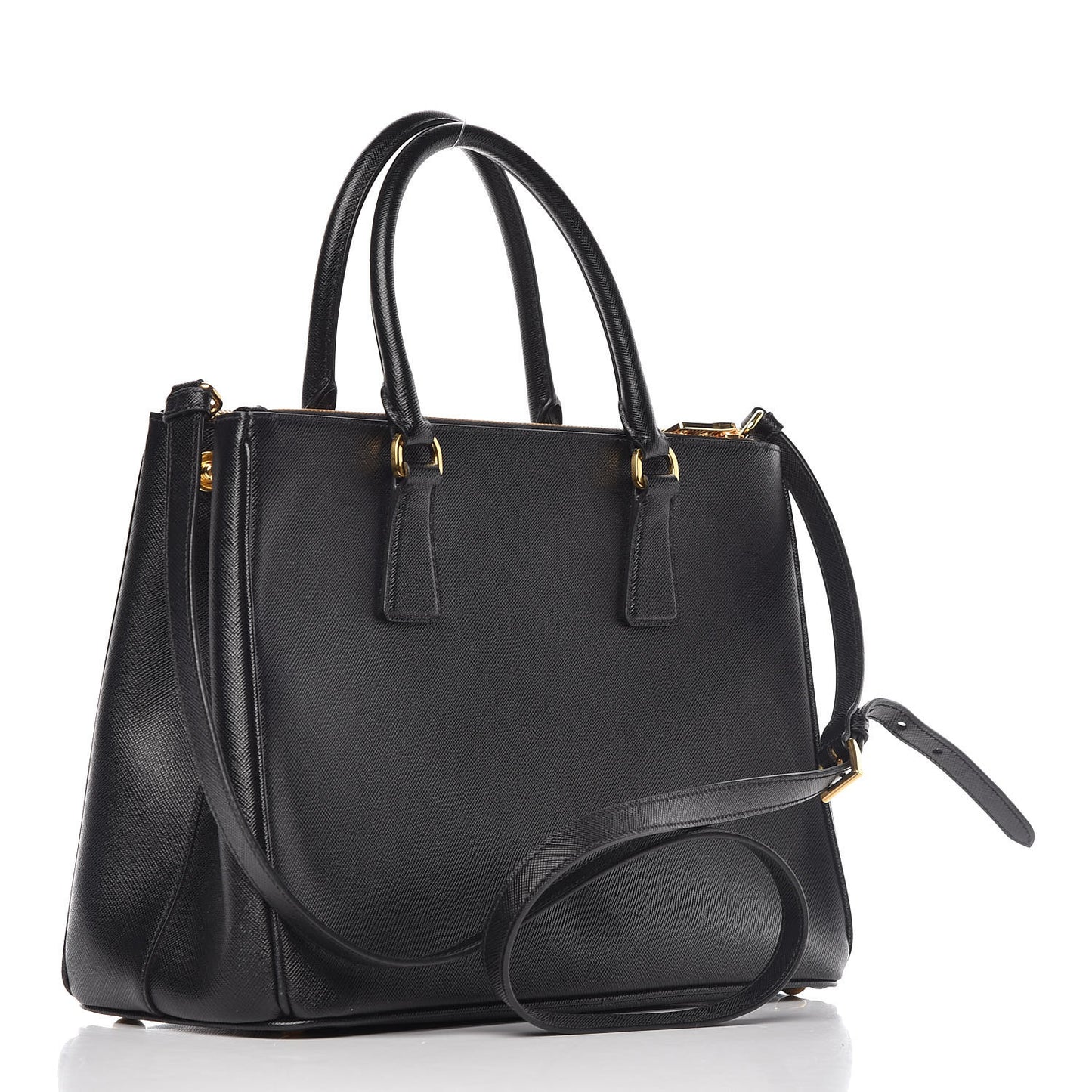 Saffiano Medium Galleria Double Zip Tote Black