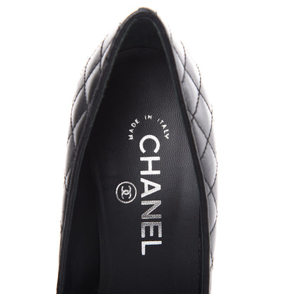 Chanel Lambskin Quilted Cap Toe Pumps 37 Black 7 of 8