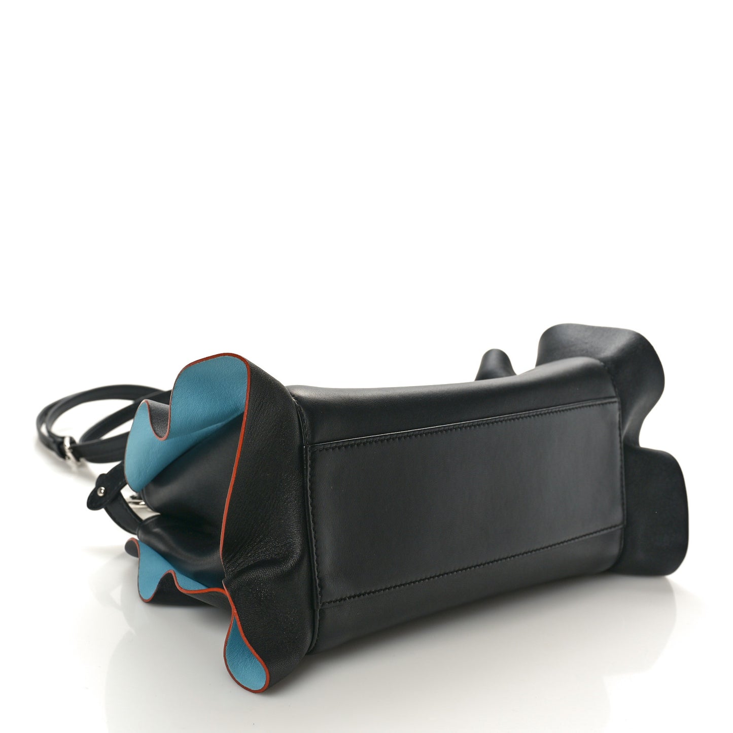 Nappa Waves Bi-Color Mini Peekaboo Iconic Satchel Black Turchese