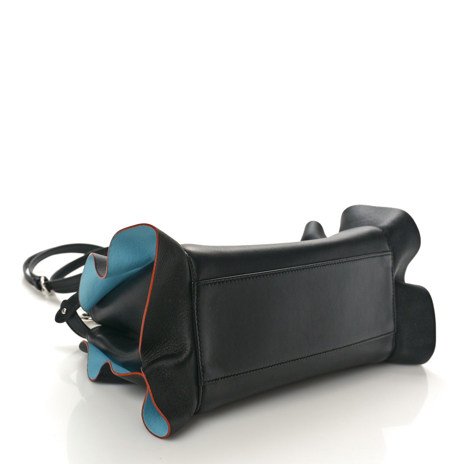 Fendi Nappa Waves Bi-Color Mini Peekaboo Iconic Satchel Black Turchese 4 of 9