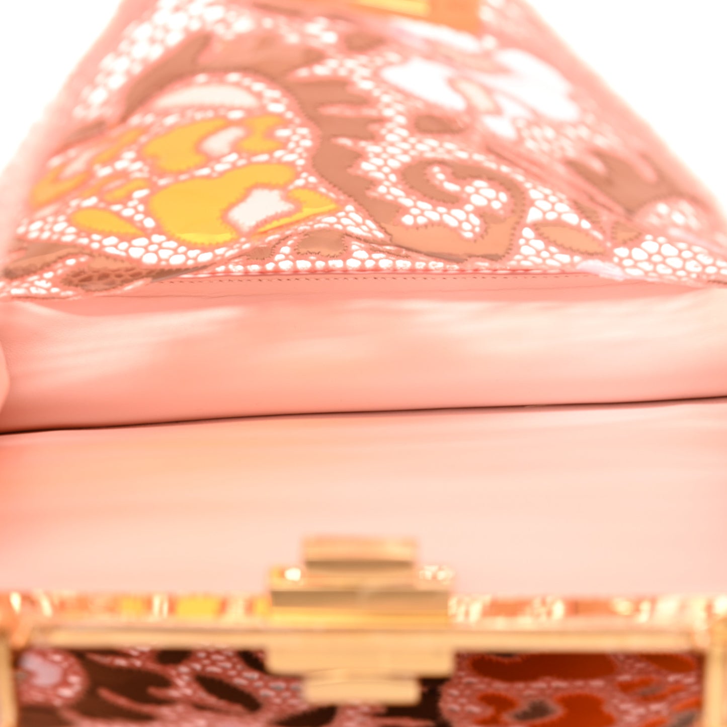 Calfskin Lace Medium Peekaboo I SEE U Satchel Pink Multicolor