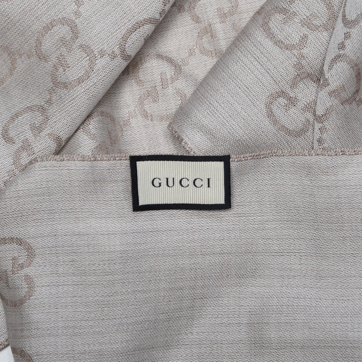 Gucci Wool Silk GG Monogram GGNat Scarf Sand 4 of 5