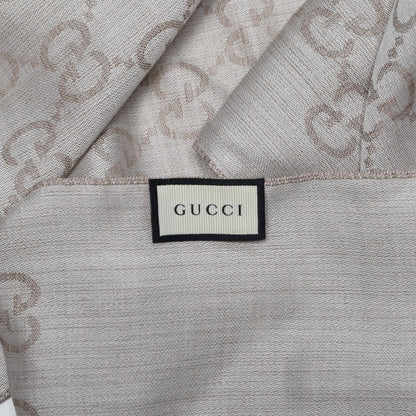 Gucci Wool Silk GG Monogram GGNat Scarf Sand 4 of 5