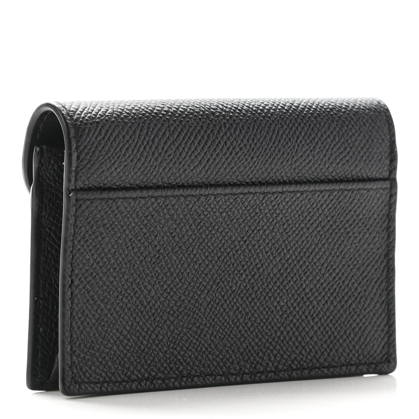 Grained Calfskin Saddle Card Holder Black