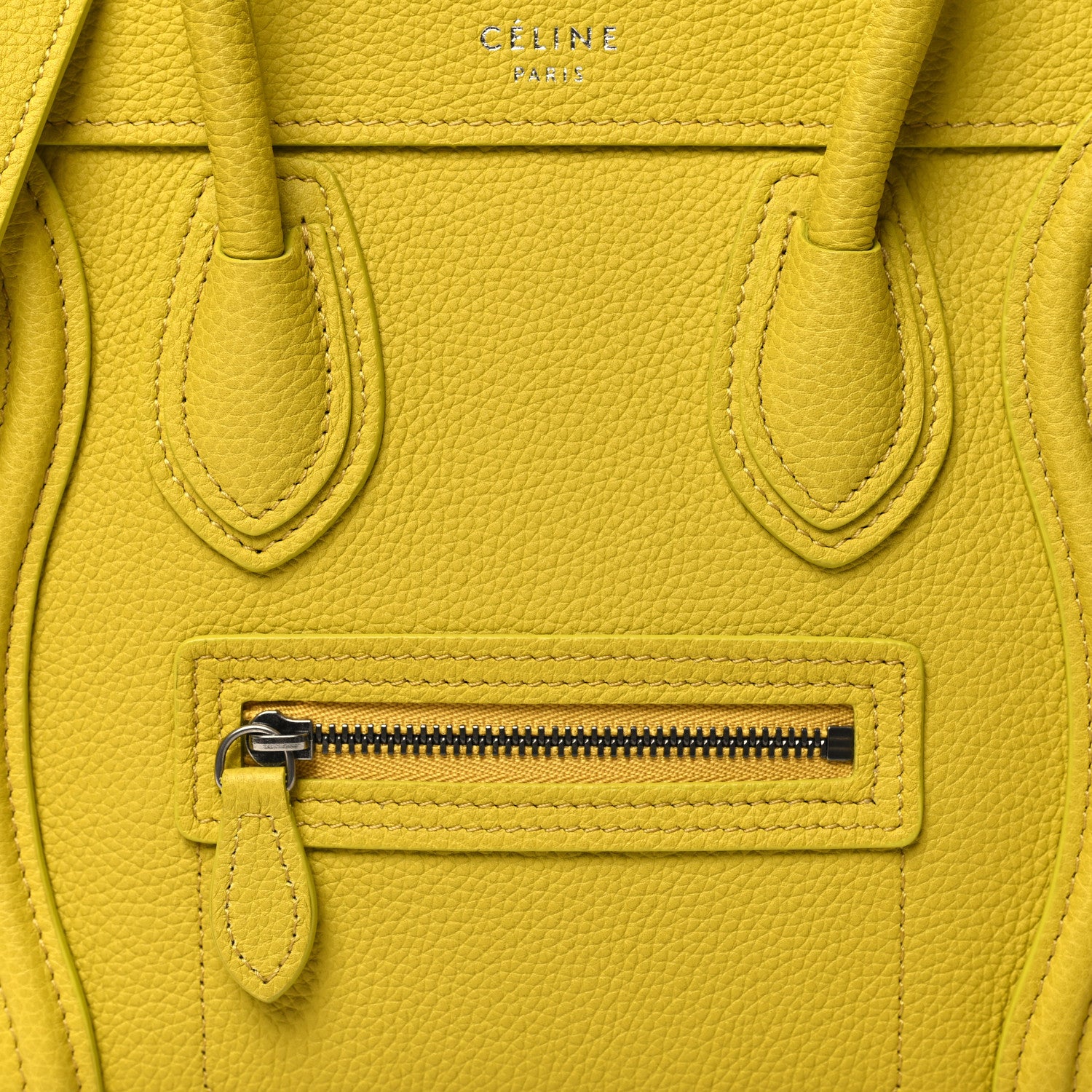Celine Drummed Calfskin Nano Luggage Mimosa 8 of 10