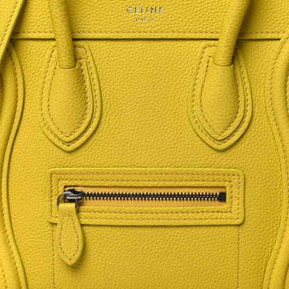 Celine Drummed Calfskin Nano Luggage Mimosa 8 of 10