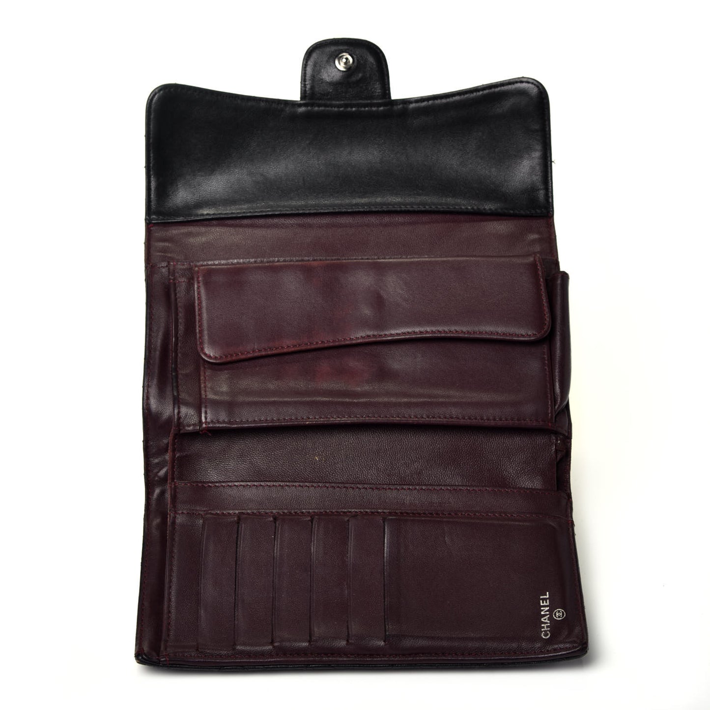 Lambskin Quilted Large Flap Wallet Black