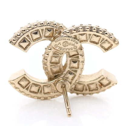Chanel Crystal Timeless CC Earrings Light Gold 4 of 5