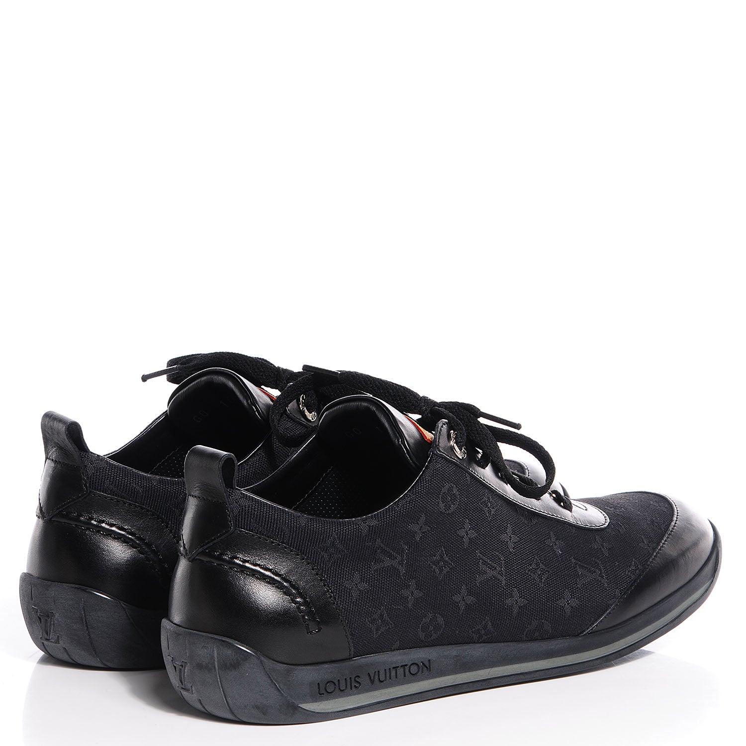 Louis Vuitton Mini Lin Monogram Sneakers Tennis Shoes 38 Black 4 of 5