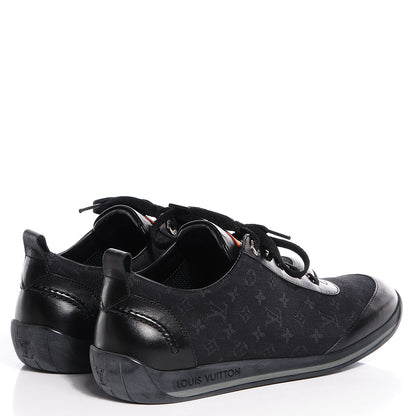 Louis Vuitton Mini Lin Monogram Sneakers Tennis Shoes 38 Black 4 of 5