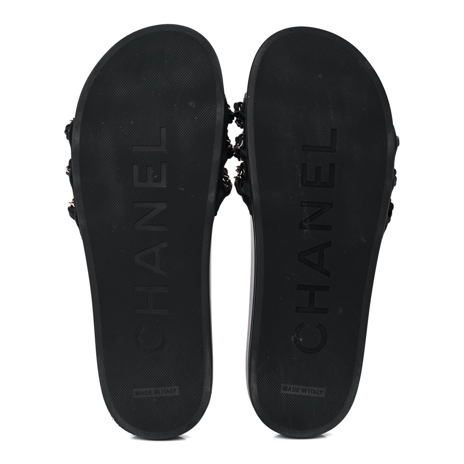 Chanel Satin Canvas Chain Slides Sandals Flats 41 Marine 5 of 10