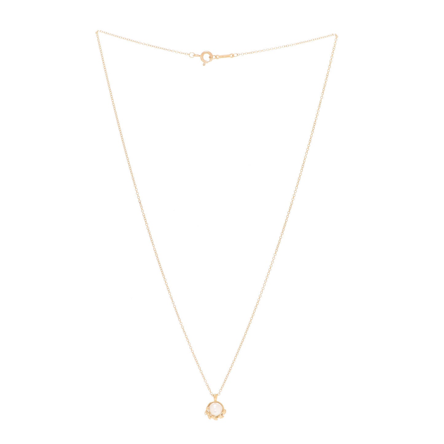 18K Yellow Gold Pearl Paloma Picasso Olive Leaf Pendant Necklace