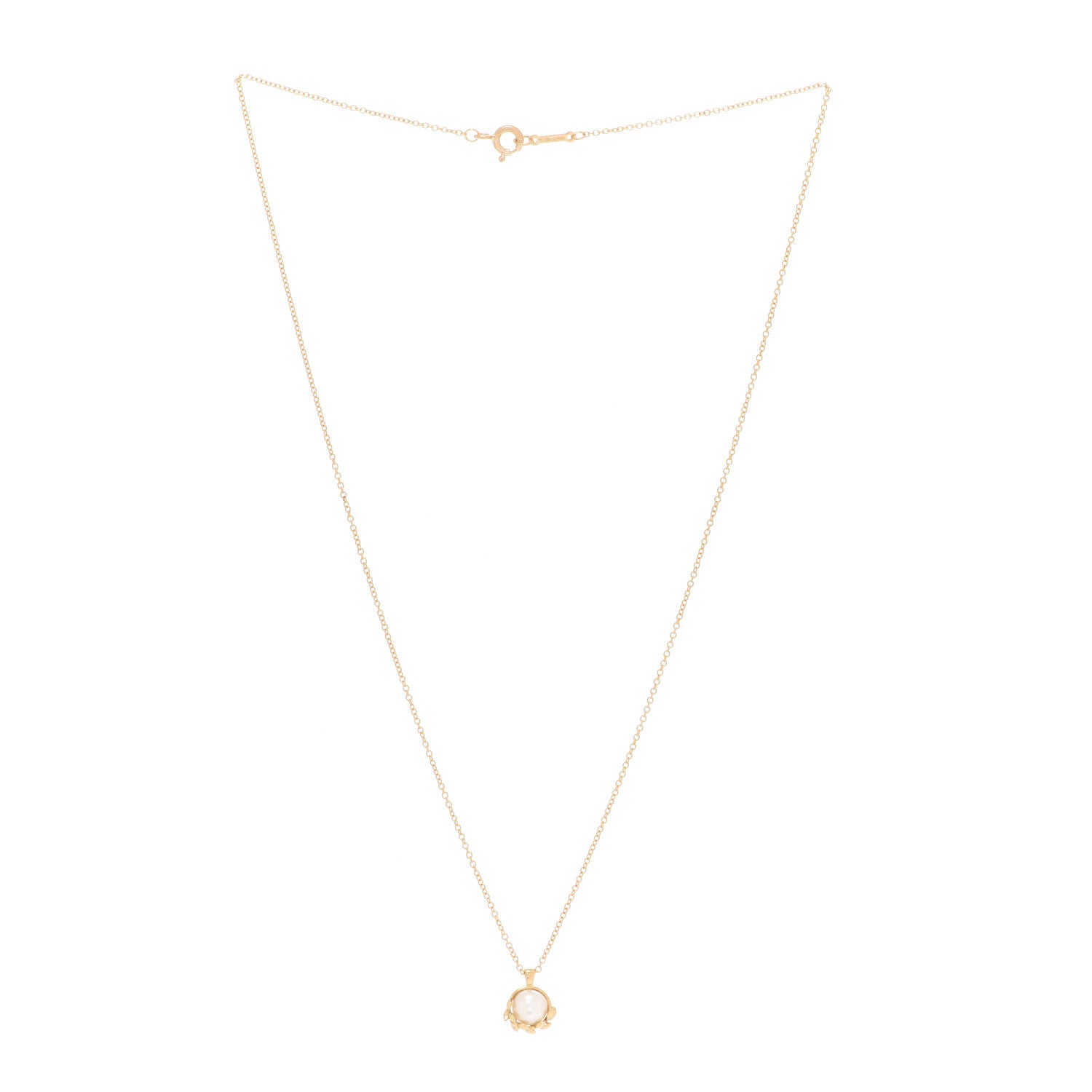 Tiffany 18K Yellow Gold Pearl Paloma Picasso Olive Leaf Pendant Necklace 3 of 6