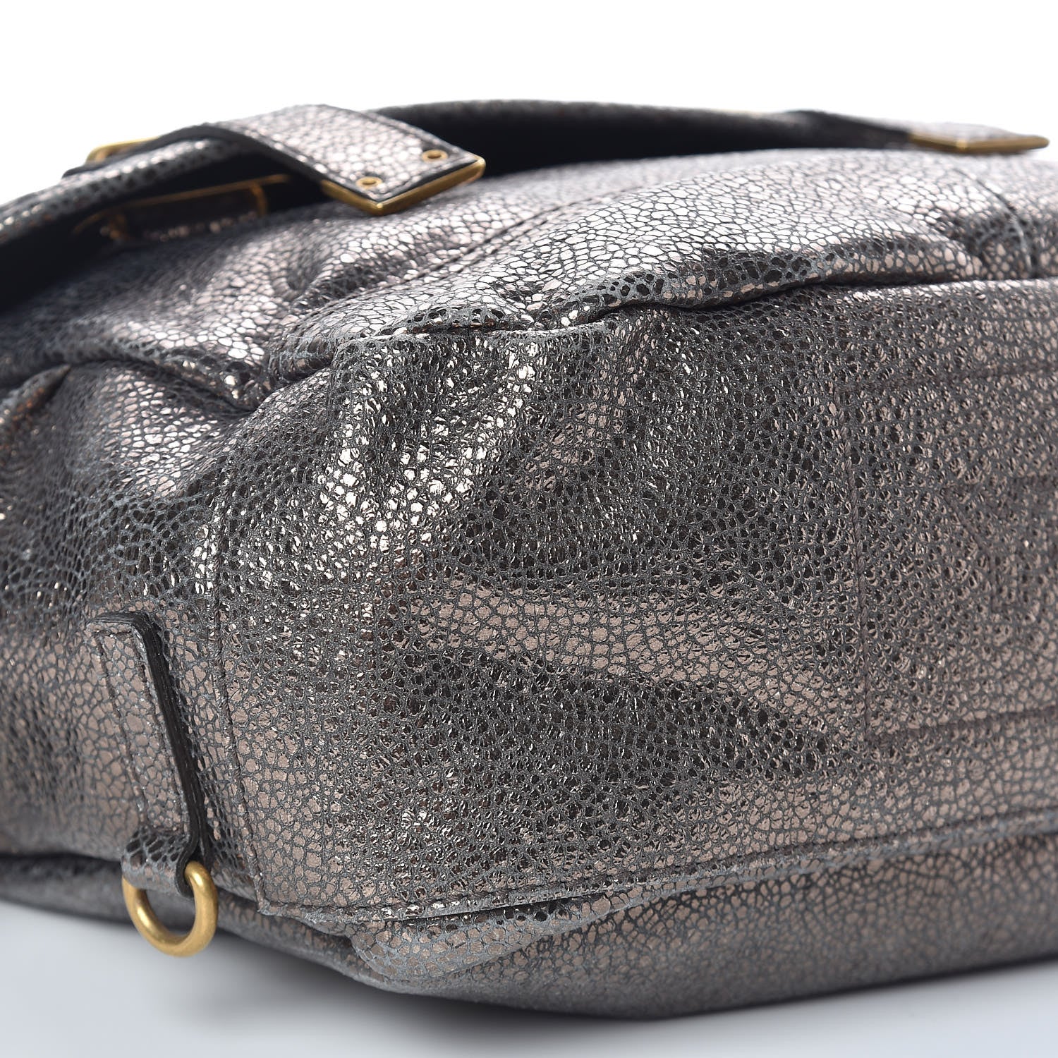 Saint Laurent Metallic Calfskin Large Besace Tote Volcano Silver 7 of 8