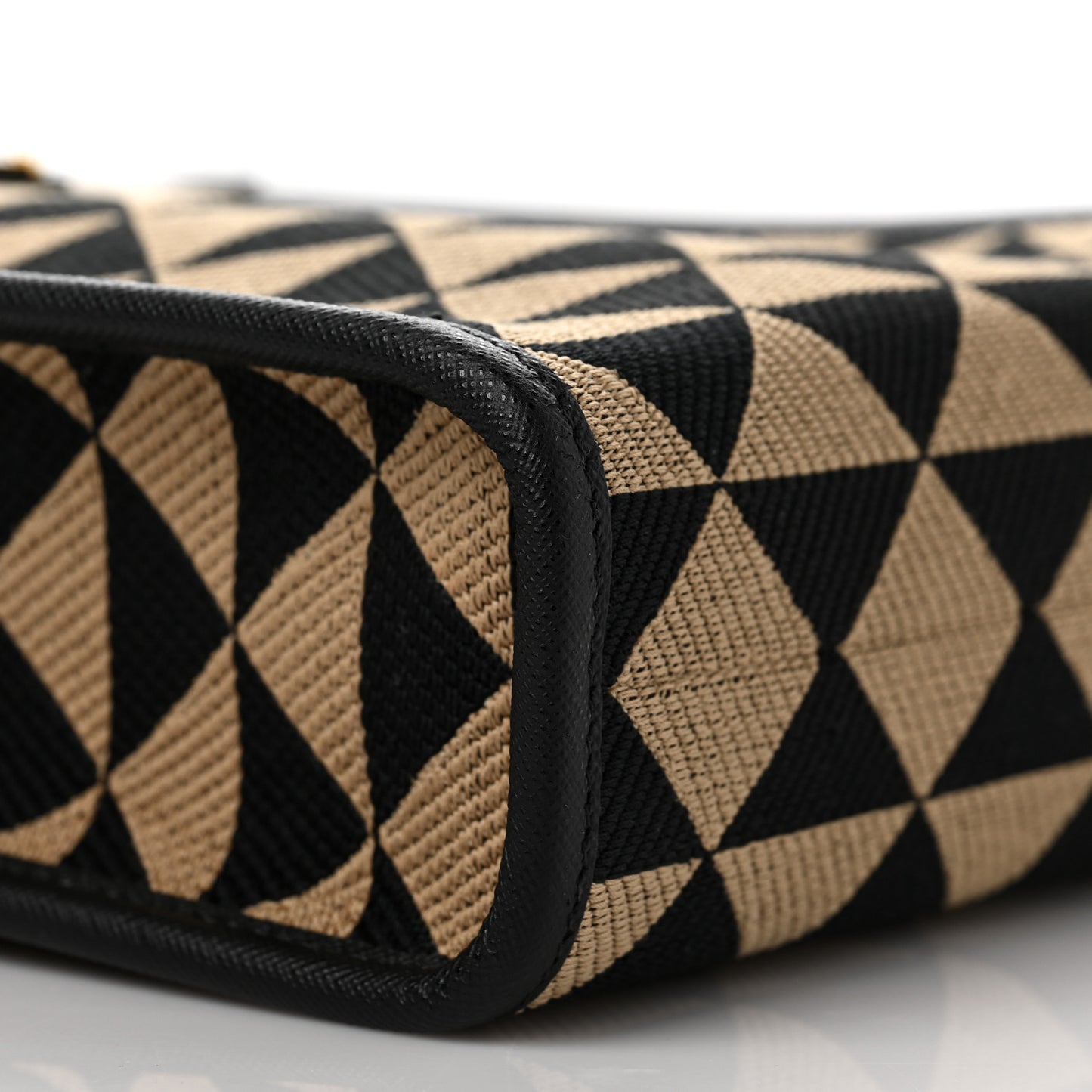 Jacquard Saffiano Triangolo Symbole Embroidered Micro Tote Black Corda