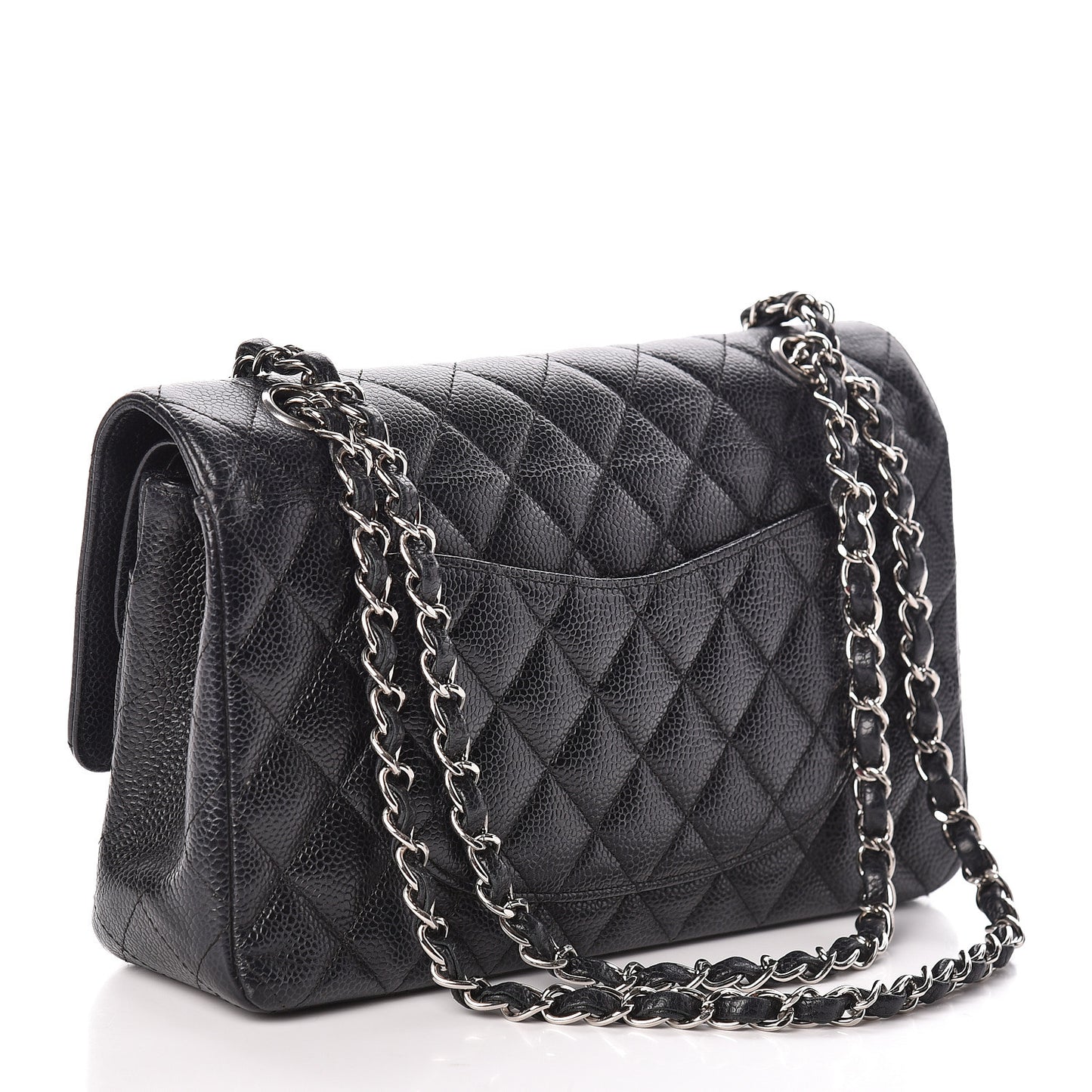 Caviar Quilted Medium Double Flap Black
