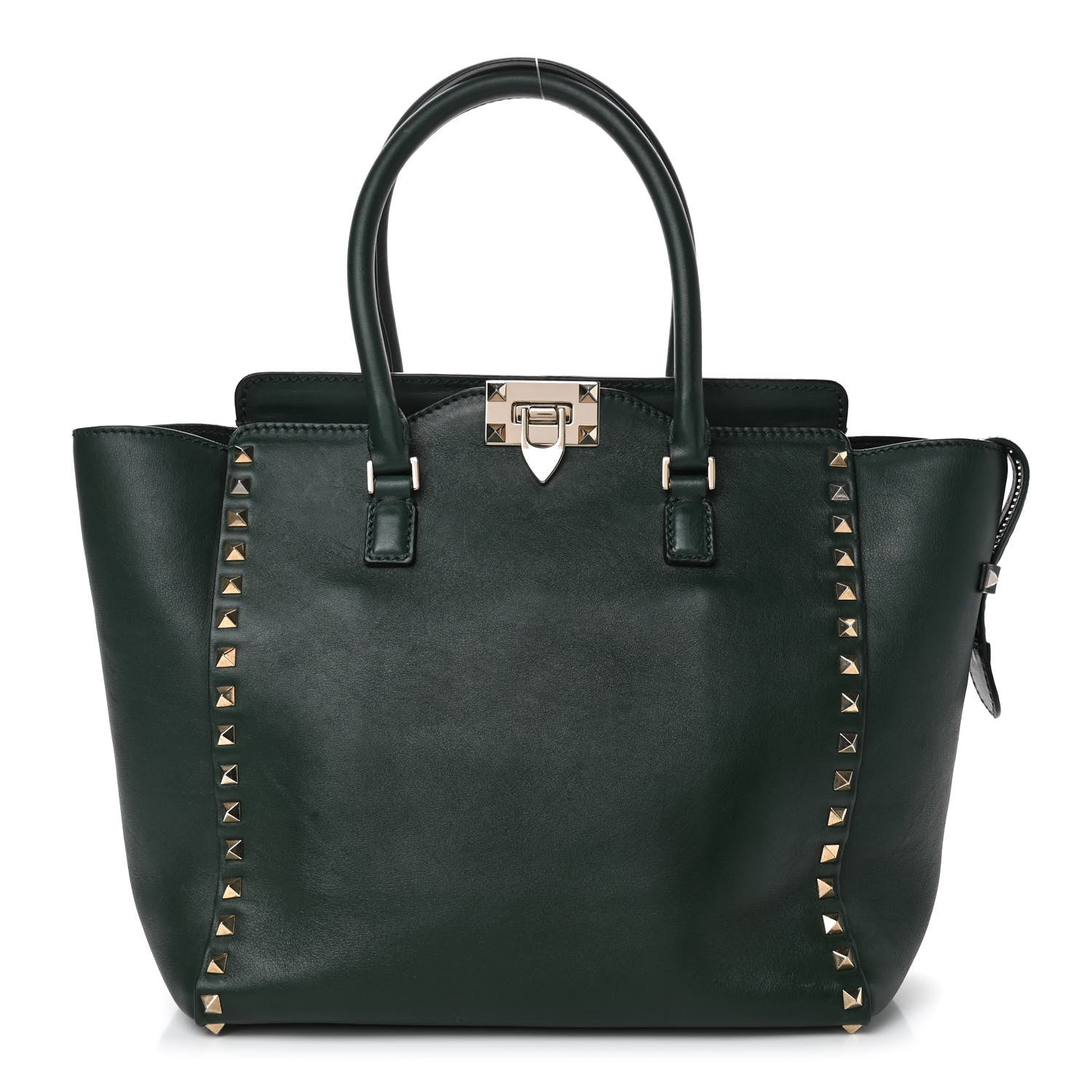 Valentino Garavani Vitello Rockstud Double Handle Tote Green 1 of 4
