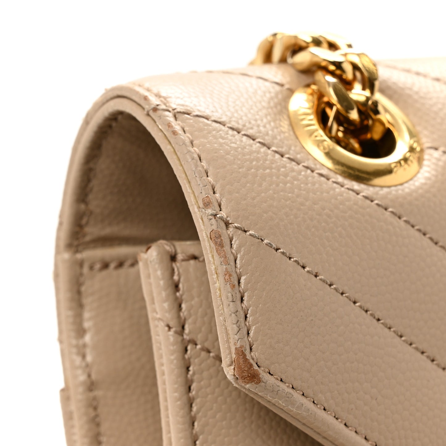 Grain De Poudre Matelasse Chevron Large Monogram Satchel Dark Beige
