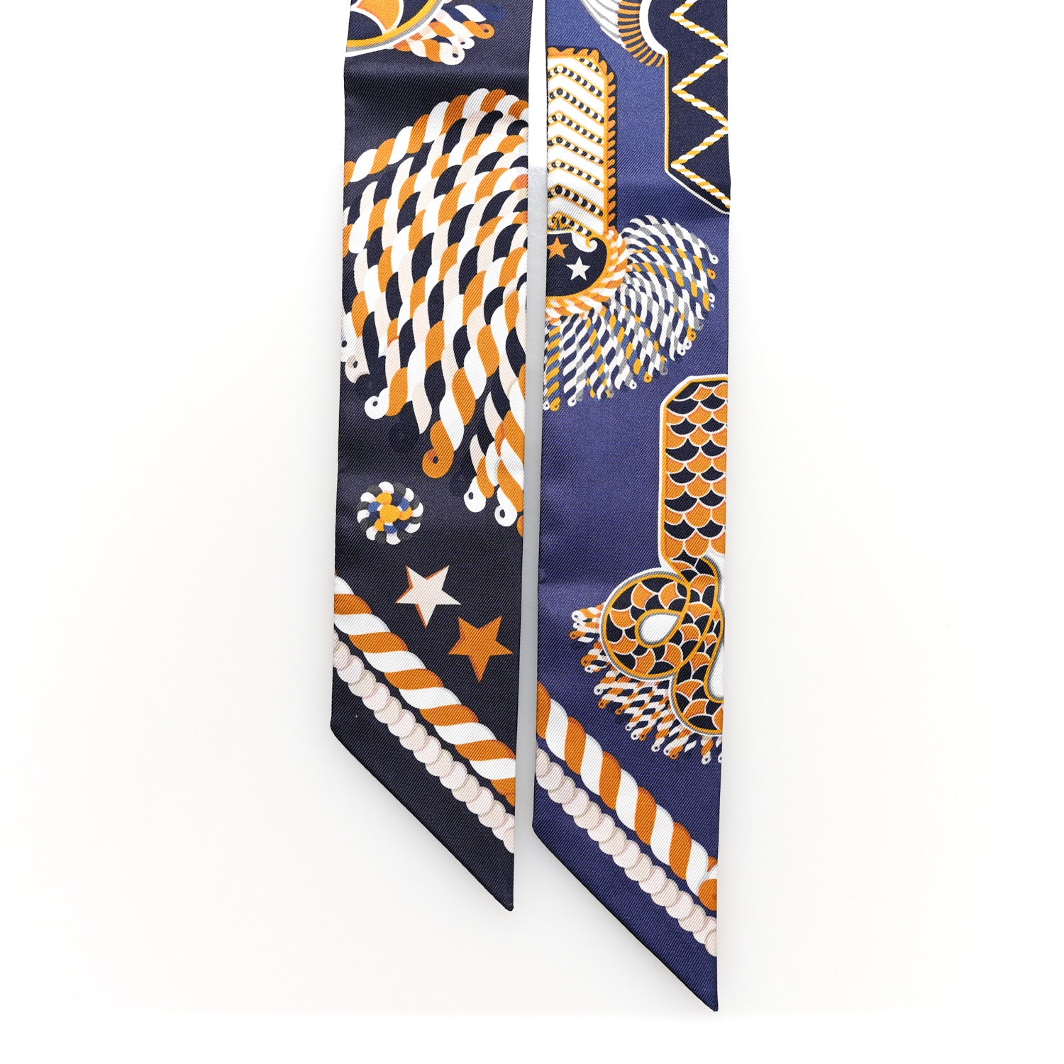 Hermes Silk Epaulettes De Gala Twilly Marine Gold White 2 of 4