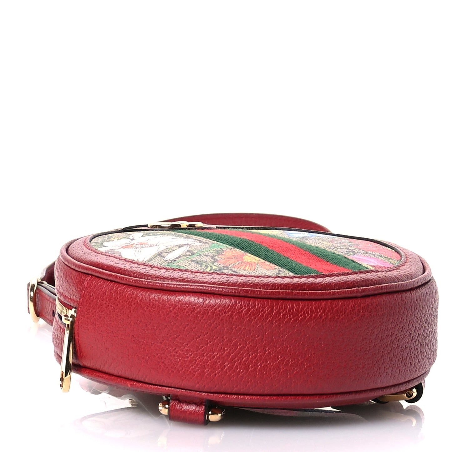 GG Supreme Monogram Web Flora Mini Ophidia Round Backpack Red