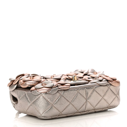Chanel Metallic Lambskin Quilted Mini Camellia Flap Silver Gold 3 of 12