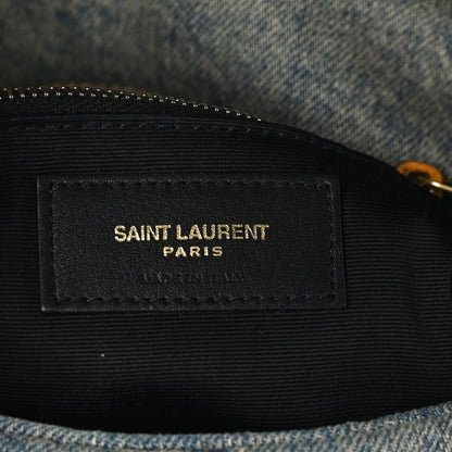 Saint Laurent Denim Quilted Small Loulou Puffer Monogram Chain Satchel Rodeo Blue 6 of 9