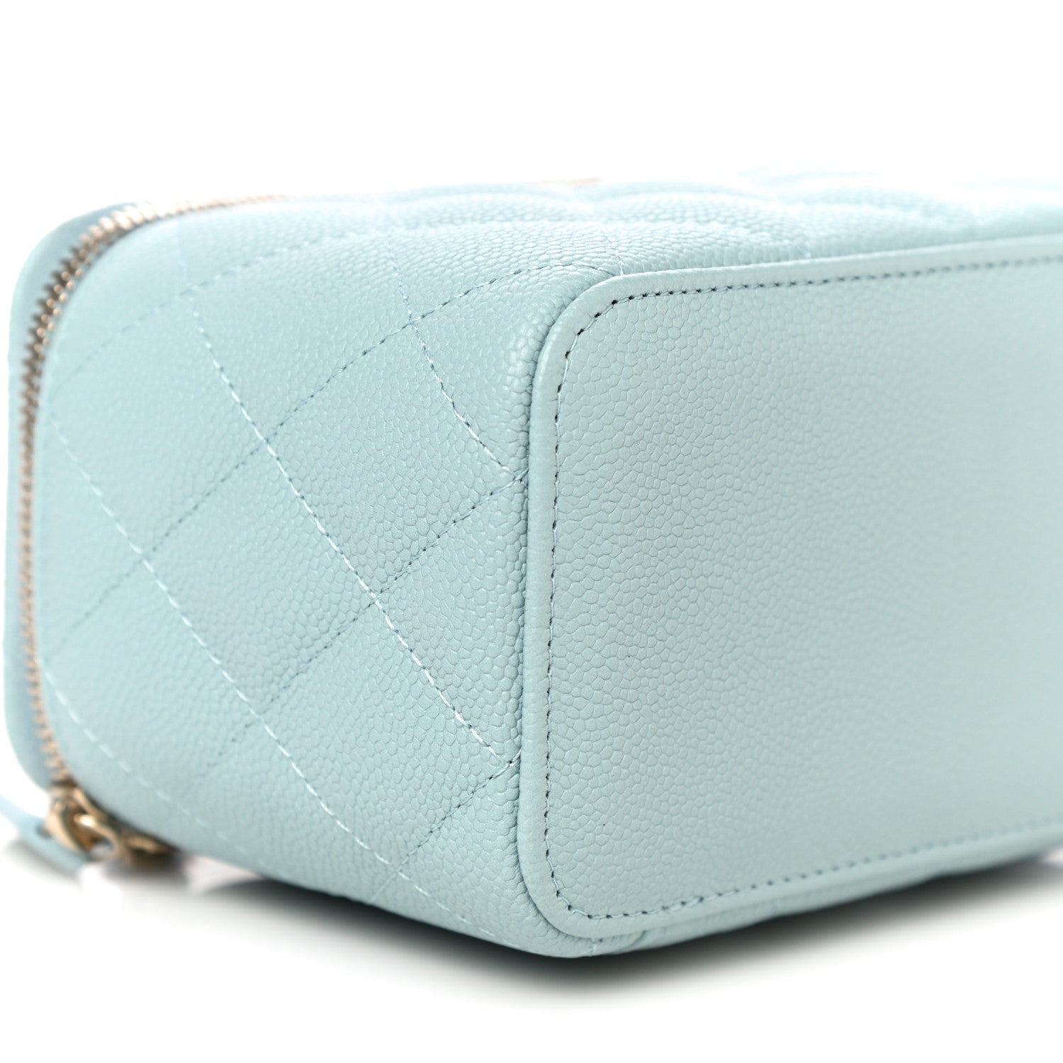 Chanel Caviar Quilted Small Tiny CC Vanity Case With Chain Light Blue 9 of 11