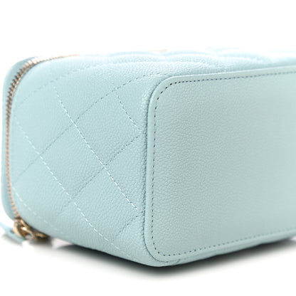 Chanel Caviar Quilted Small Tiny CC Vanity Case With Chain Light Blue 9 of 11