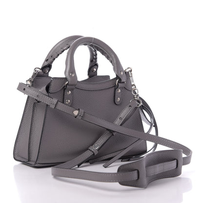 Balenciaga Grained Calfskin Neo Classic Silver Hardware Mini City Dark Grey 3 of 8