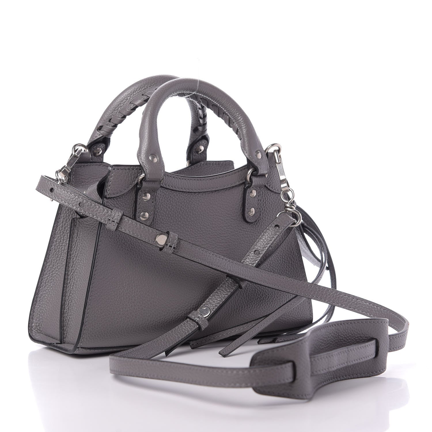 Balenciaga Grained Calfskin Neo Classic Silver Hardware Mini City Dark Grey 3 of 8