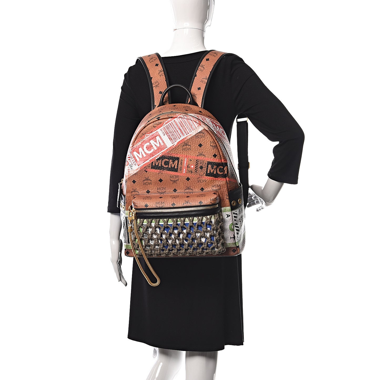 Visetos Flight Print Medium Stark Backpack Cognac