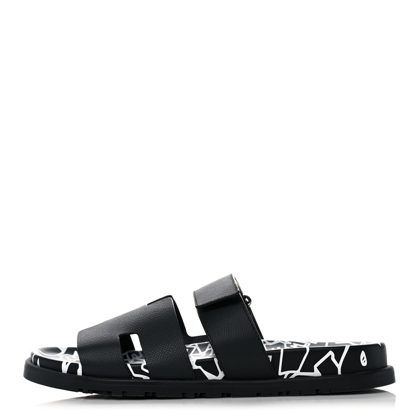 Epsom Calfskin Graff Hermes Mens Chypre Sandals 41 Black