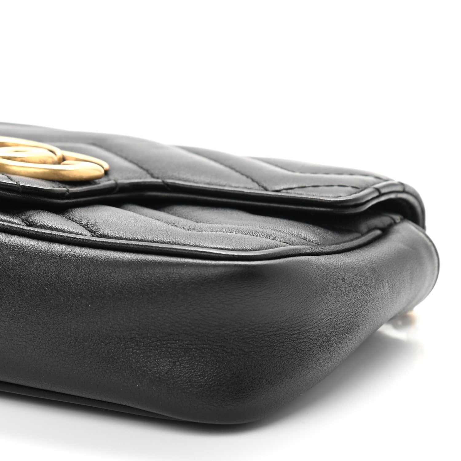 Gucci Calfskin Matelasse Super Mini GG Marmont Shoulder Bag Black 10 of 11