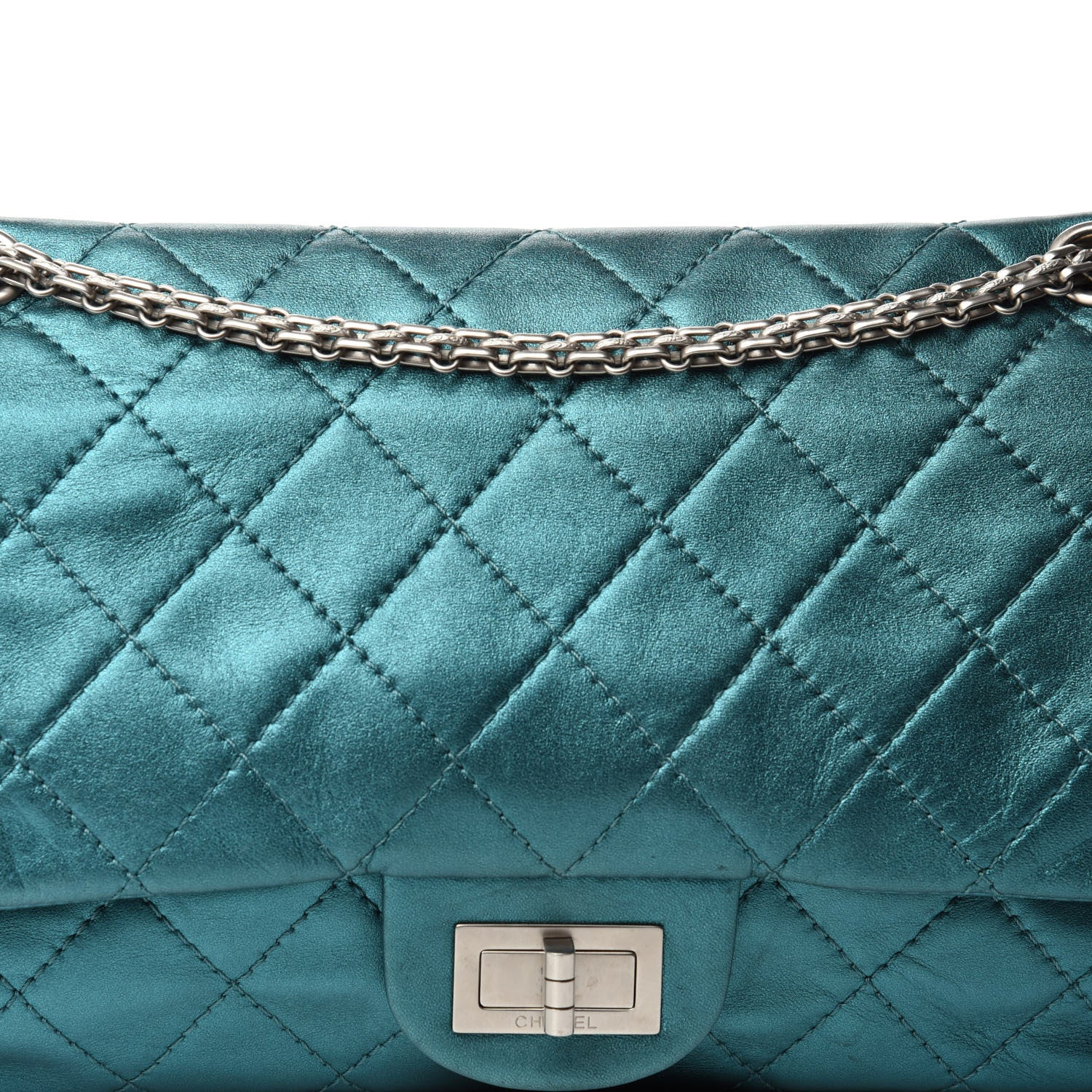 Chanel Metallic Calfskin Quilted 2.55 Reissue 227 Flap Turquoise 15 of 15