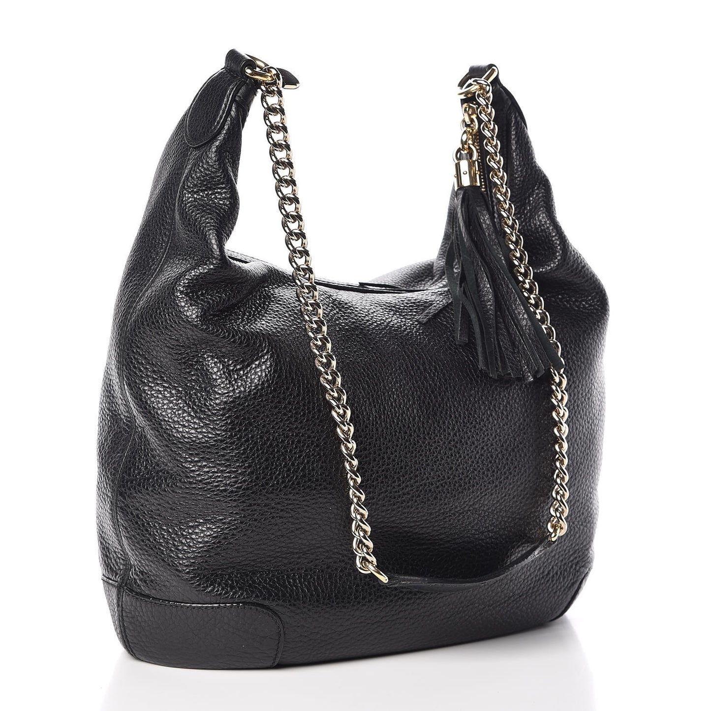 Pebbled Calfskin Medium Soho Chain Hobo Black