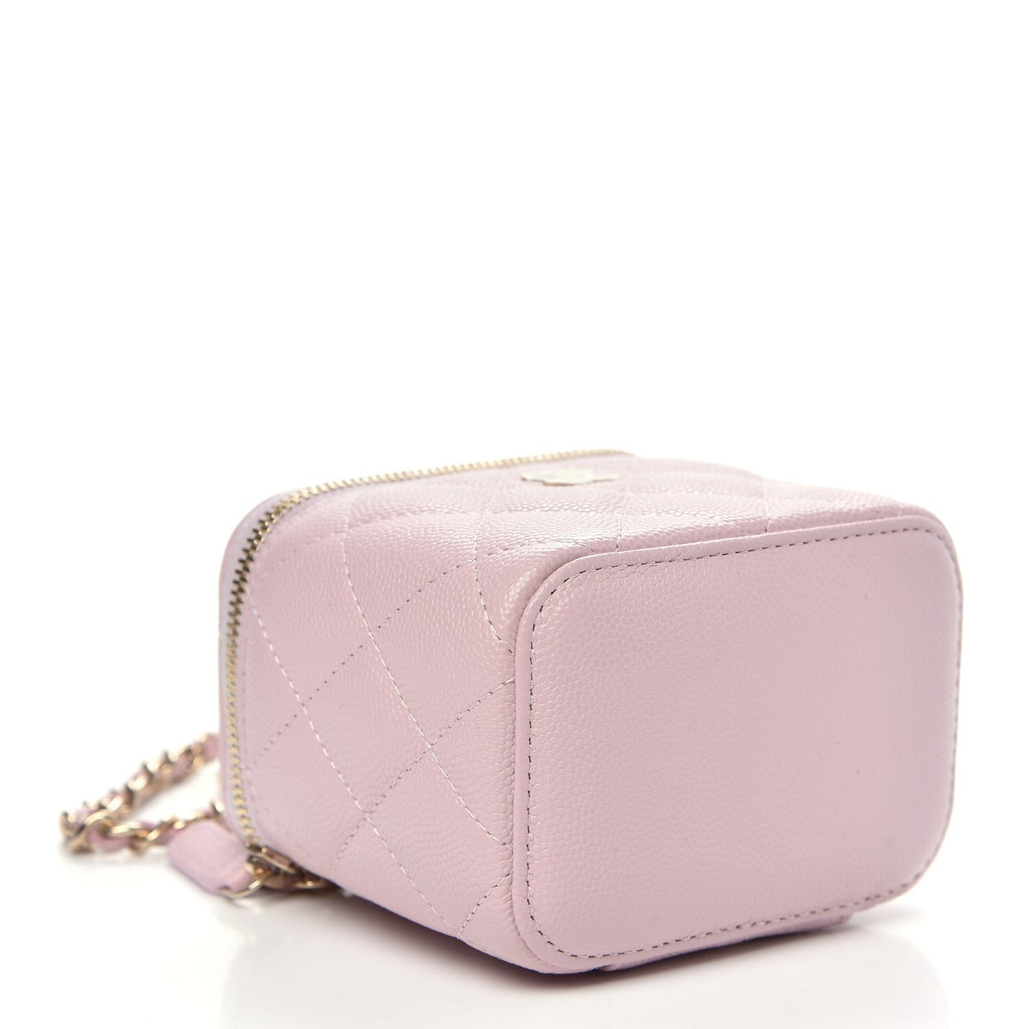Caviar Quilted Mini Vanity Case With Chain Light Pink