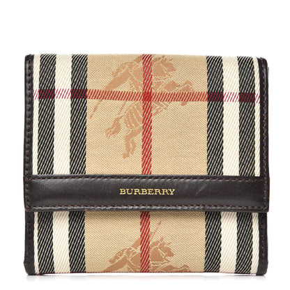 Burberry Haymarket Check Compact Wallet Chocolate 1 of 11