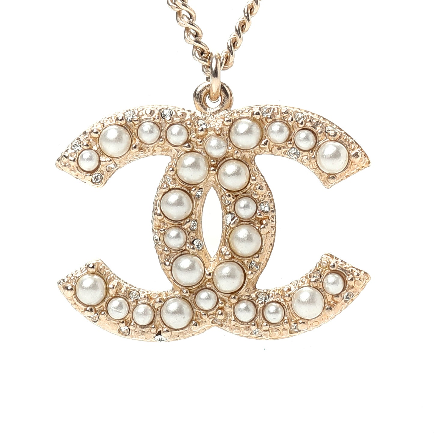 Pearl CC Pendant Necklace Gold