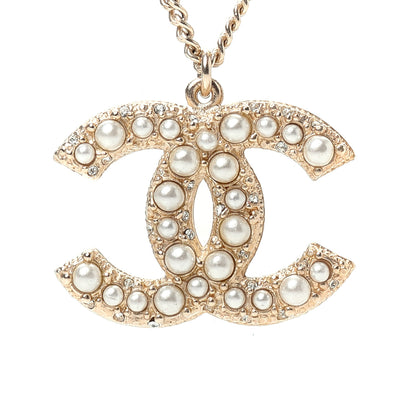 Chanel Pearl CC Pendant Necklace Gold 4 of 6
