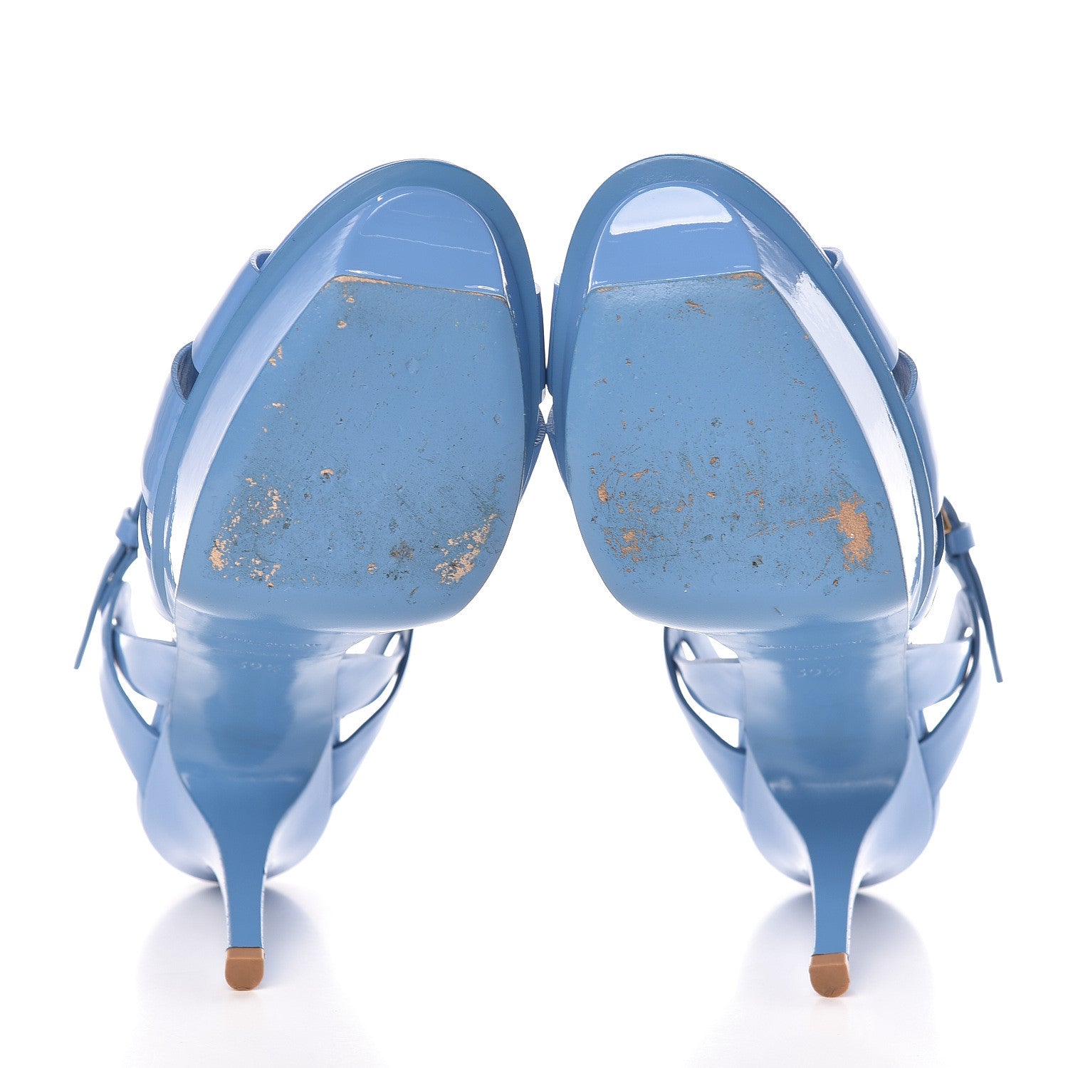 Saint Laurent Patent Tribute 75 Platform Sandals 39.5 Blue Clair 8 of 12