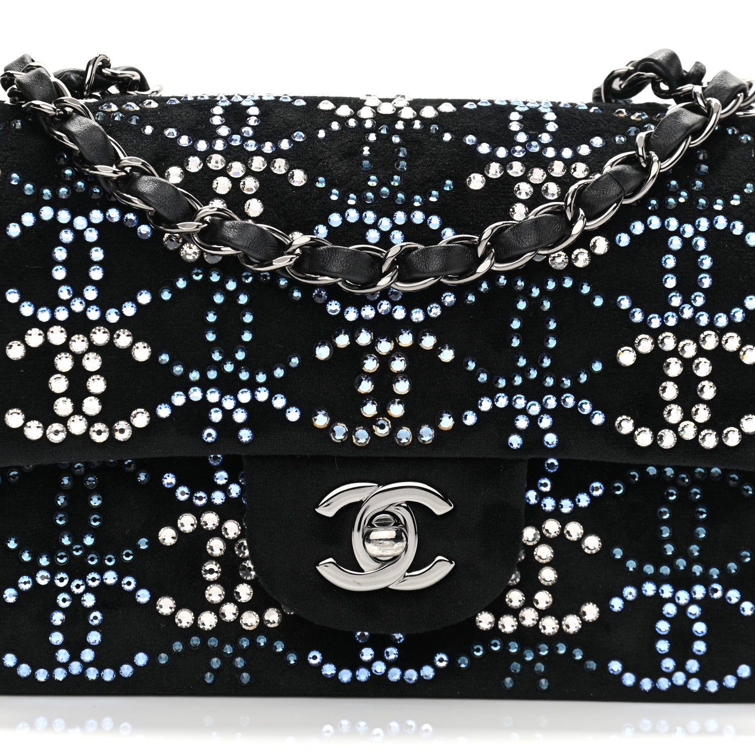 Chanel Velvet Crystal Mini Rectangular Flap Black 8 of 10