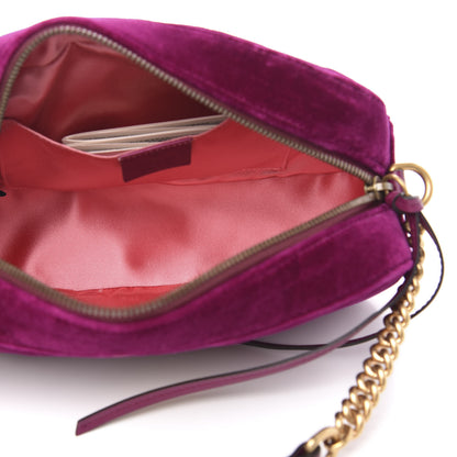 Gucci Velvet Matelasse Small GG Marmont Chain Shoulder Bag Fuchsia Violet Cyclamen 5 of 10