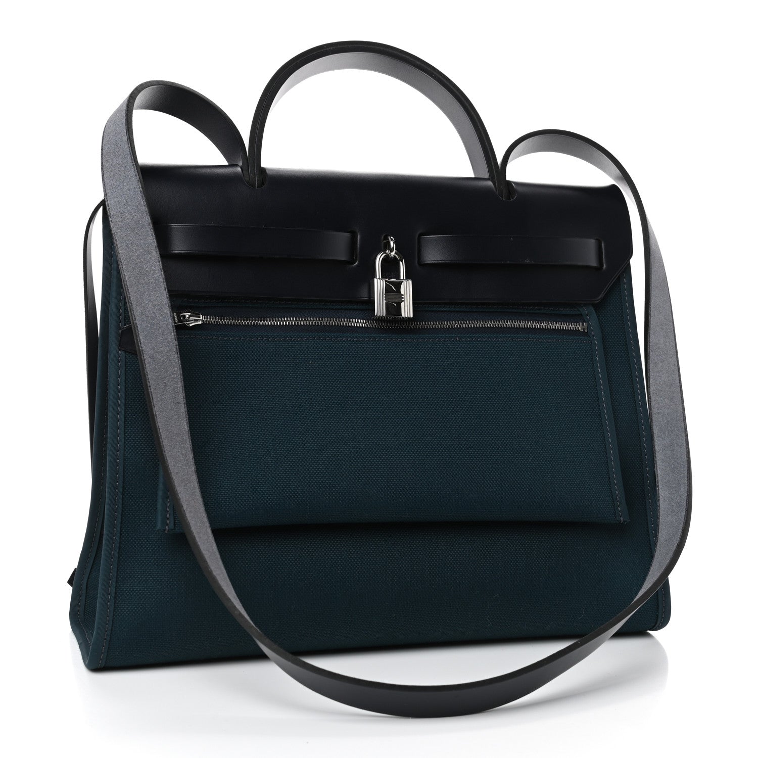 Hermes Toile Vache Hunter Herbag Zip PM 31 Bleu Nuit Bleu Ocean 2 of 4